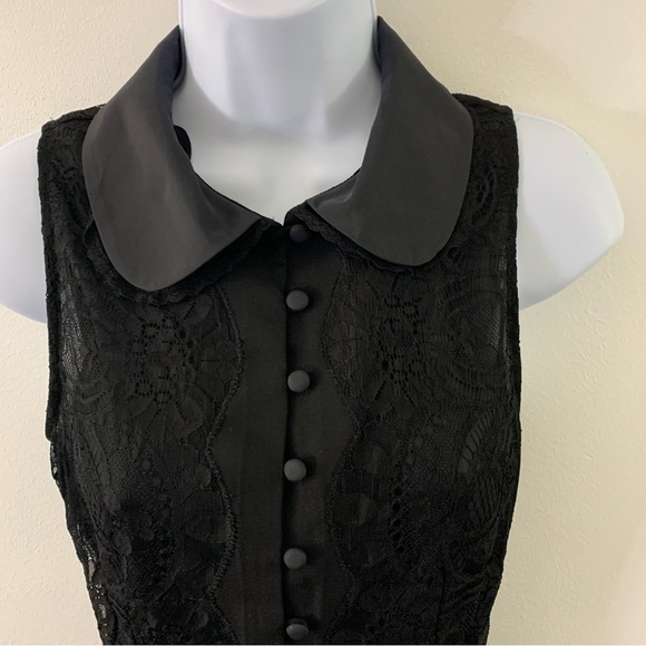 Goth Dark Academia Steampunk Pirate Black Lace Collared Sleeveless Waistcoat - Picture 4 of 15